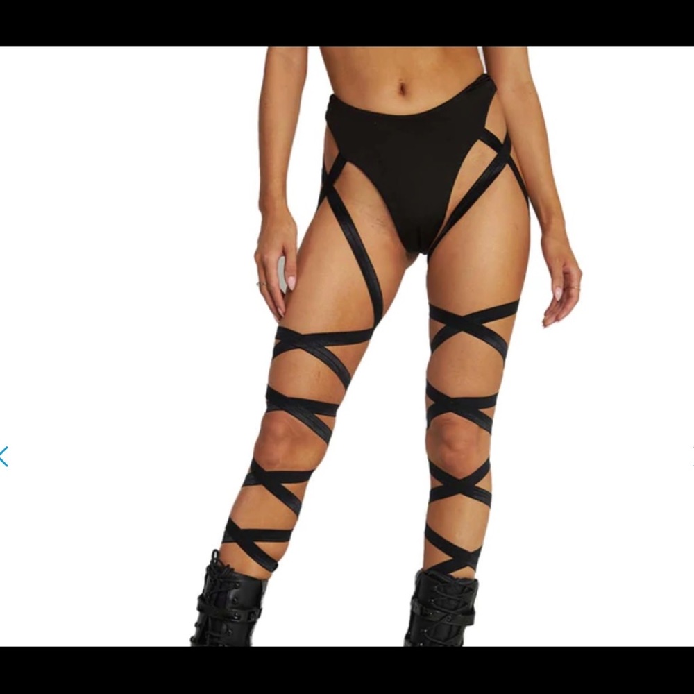 Small Black High Waisted Bottoms with Leg Garters
